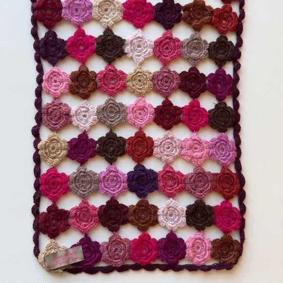 Sophie Digard Multicolor Wool Floral Crochet Scarf OS - Picture 9 of 11